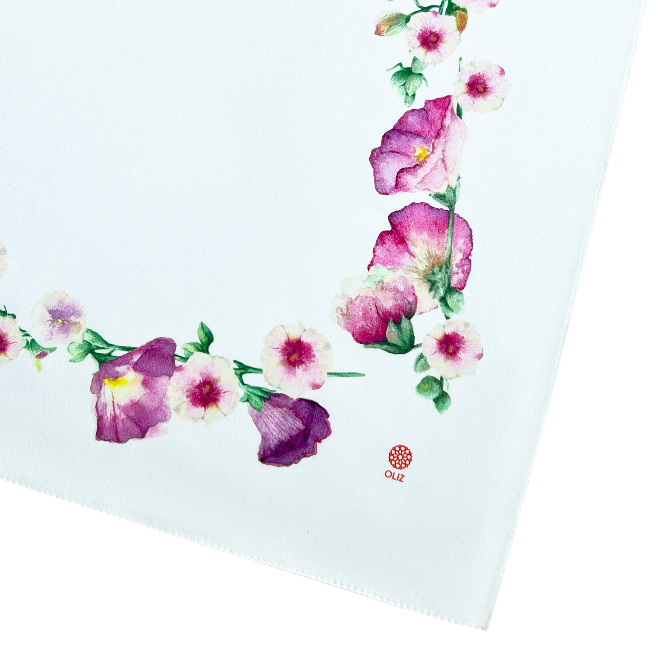 Silk scarf "Blooming mallows"