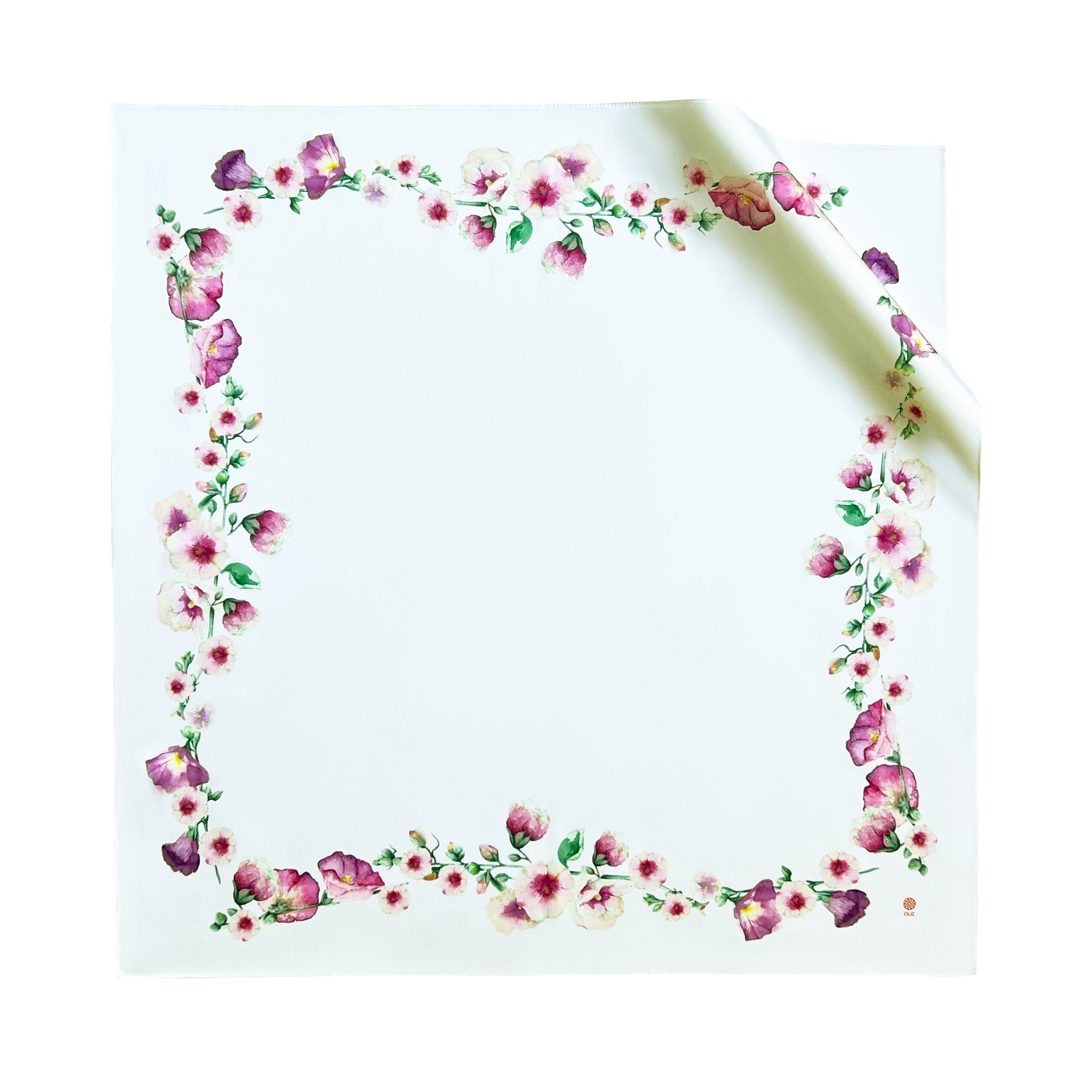 Silk scarf "Blooming mallows"