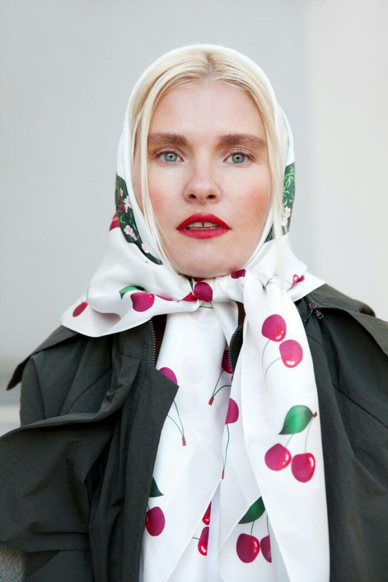 Silk scarf "Cherry Jam"