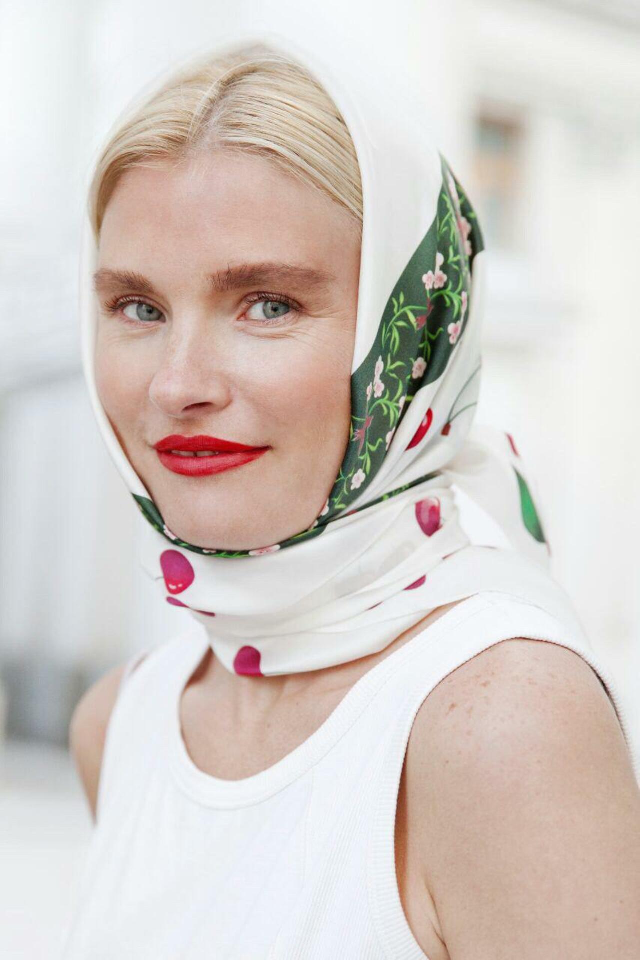 Silk scarf "Cherry Jam"