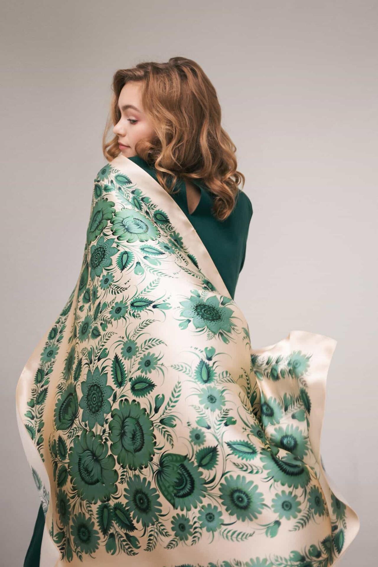 Silk scarf "Emerald"