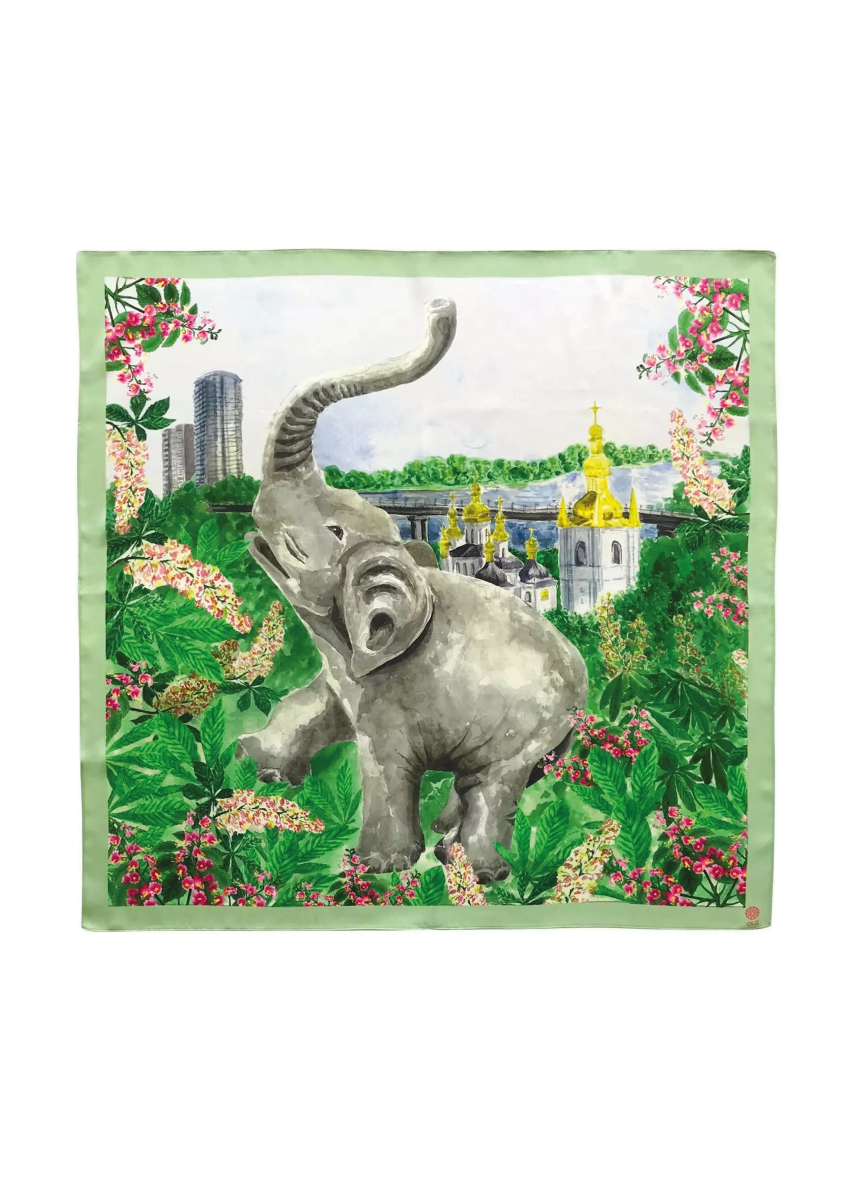 Silk scarf "Kyiv elephant"