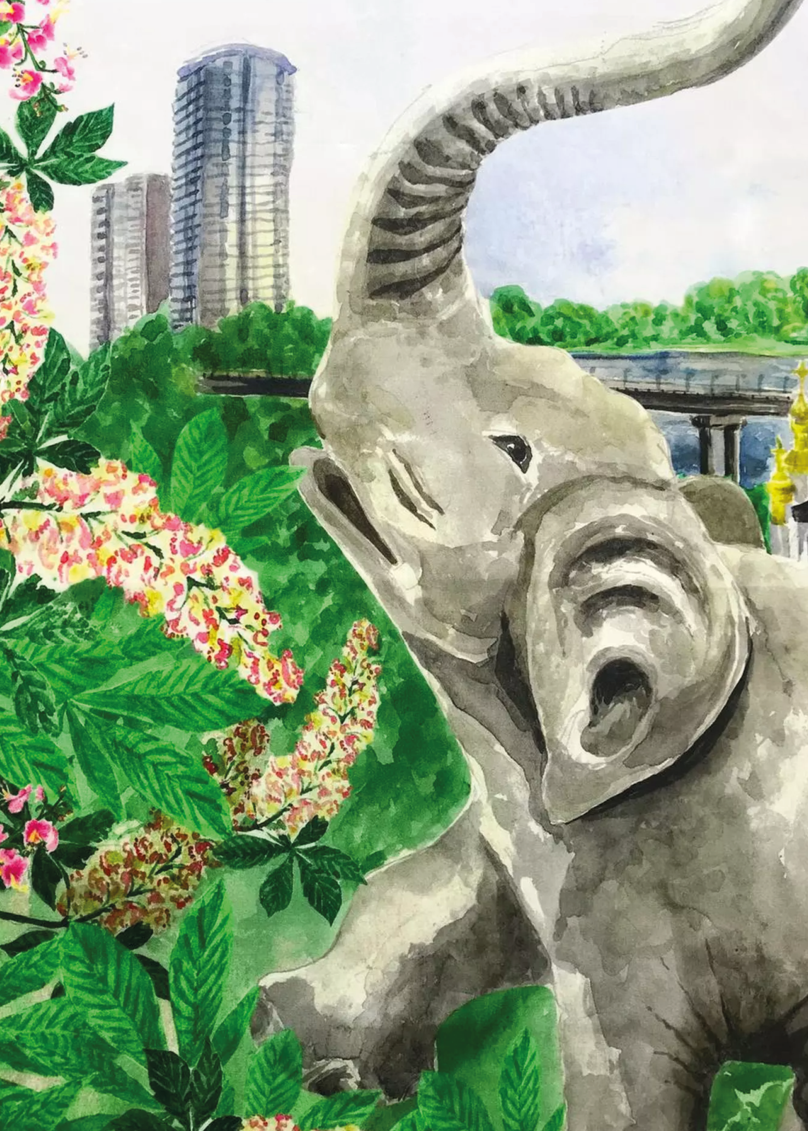 Silk scarf "Kyiv elephant"