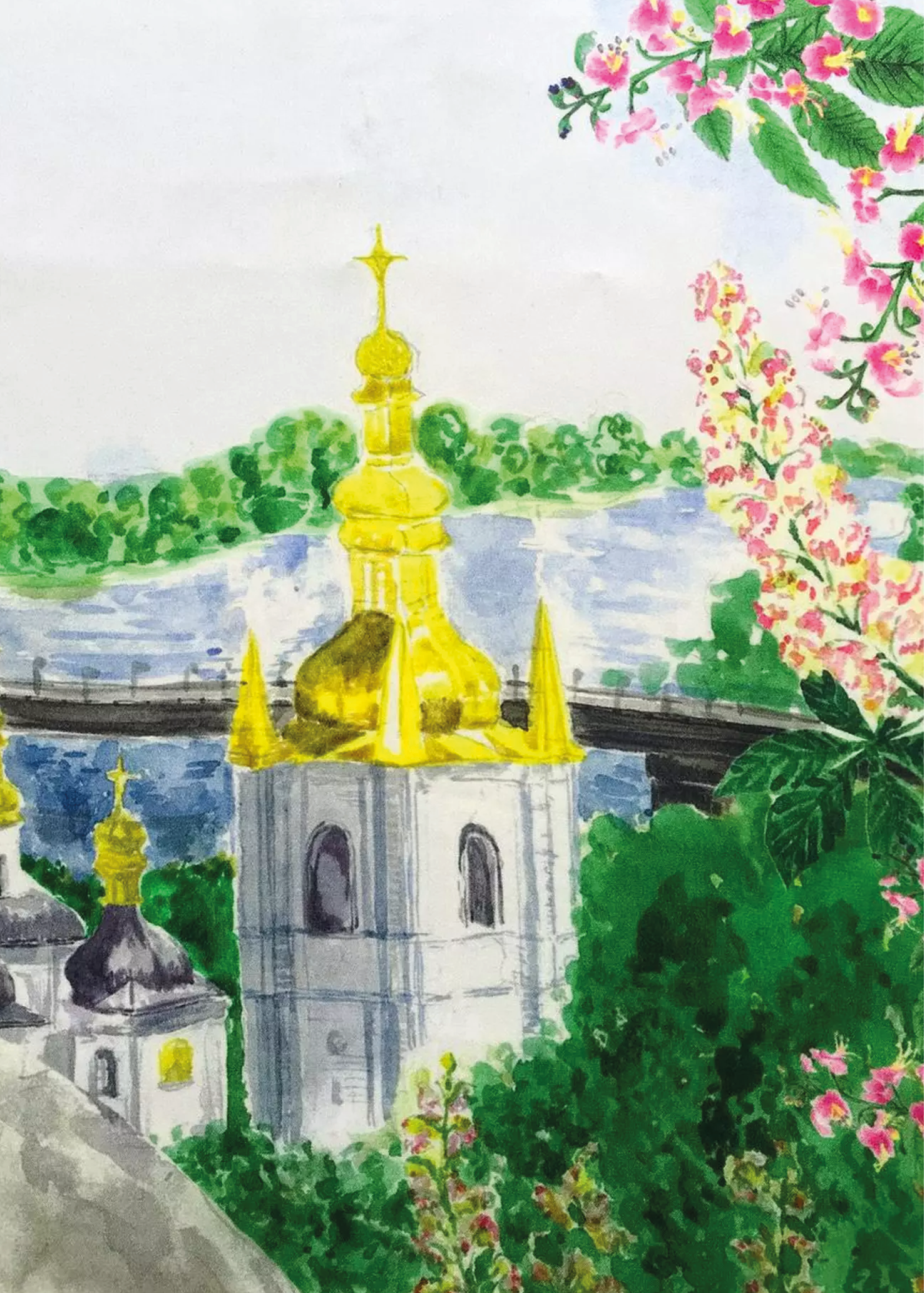 Silk scarf "Kyiv elephant"