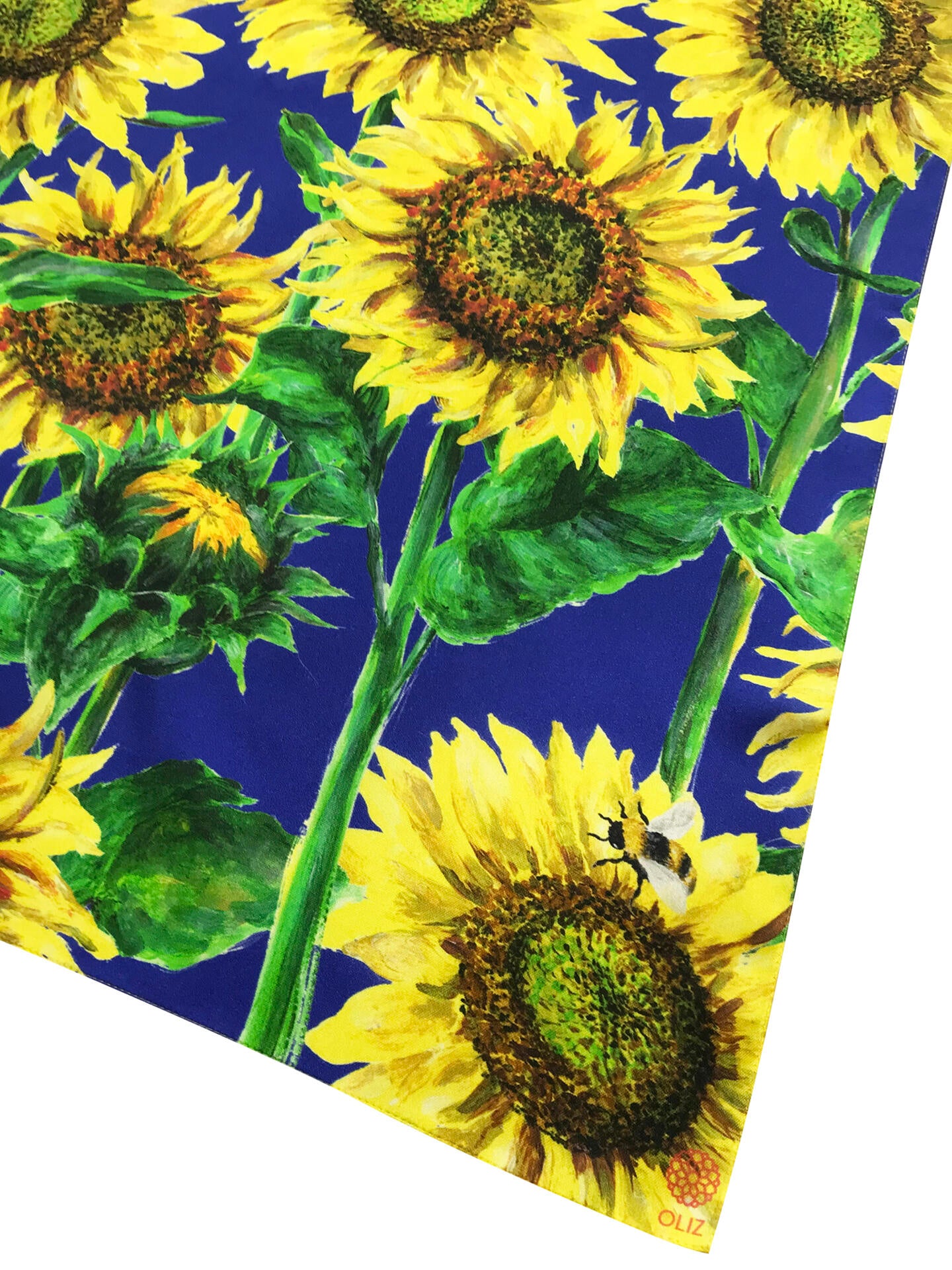 Silk scarf "Sunflowers and bees"