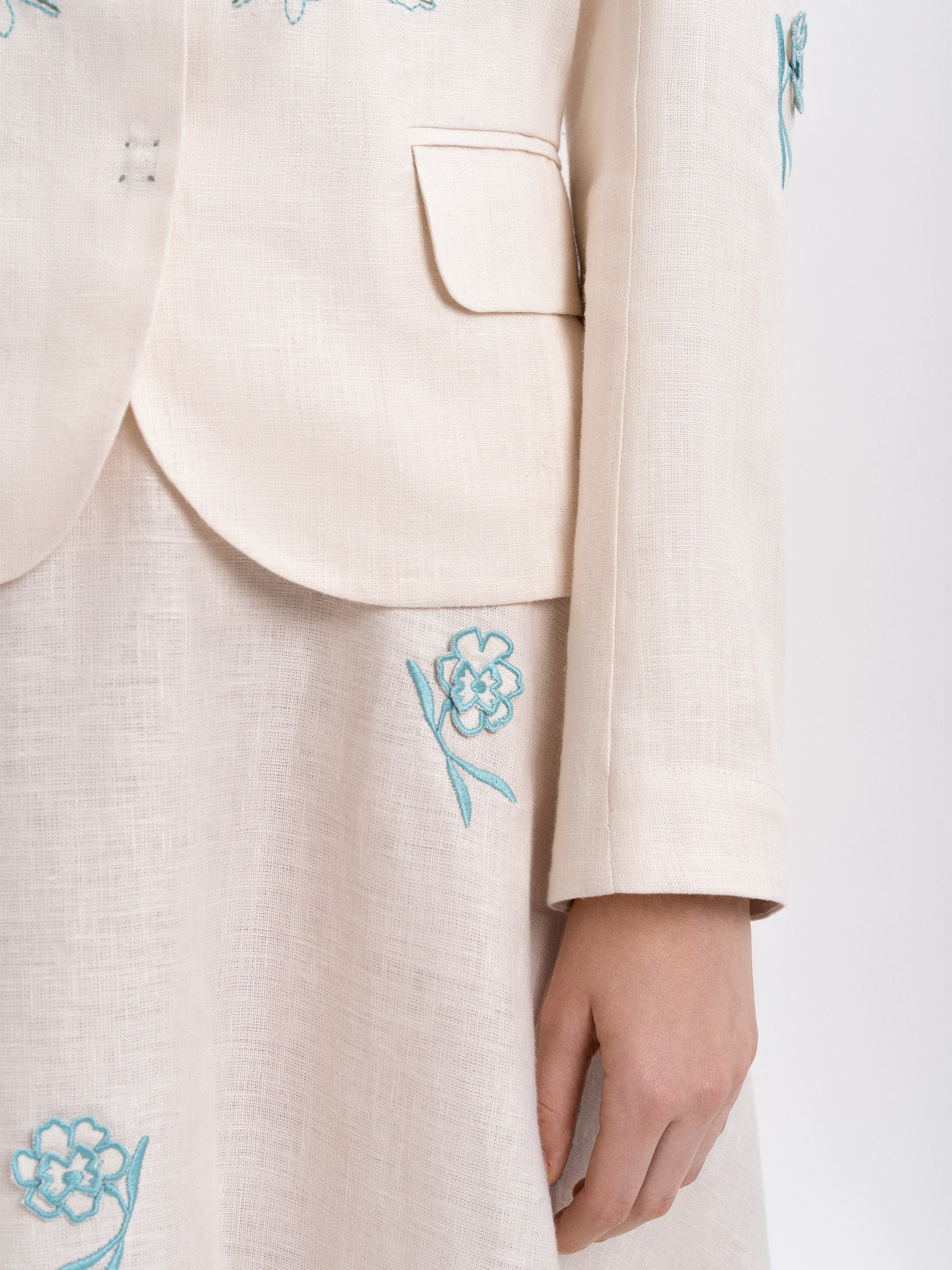 Linen embroidered jacket of milk color "Adoxa"