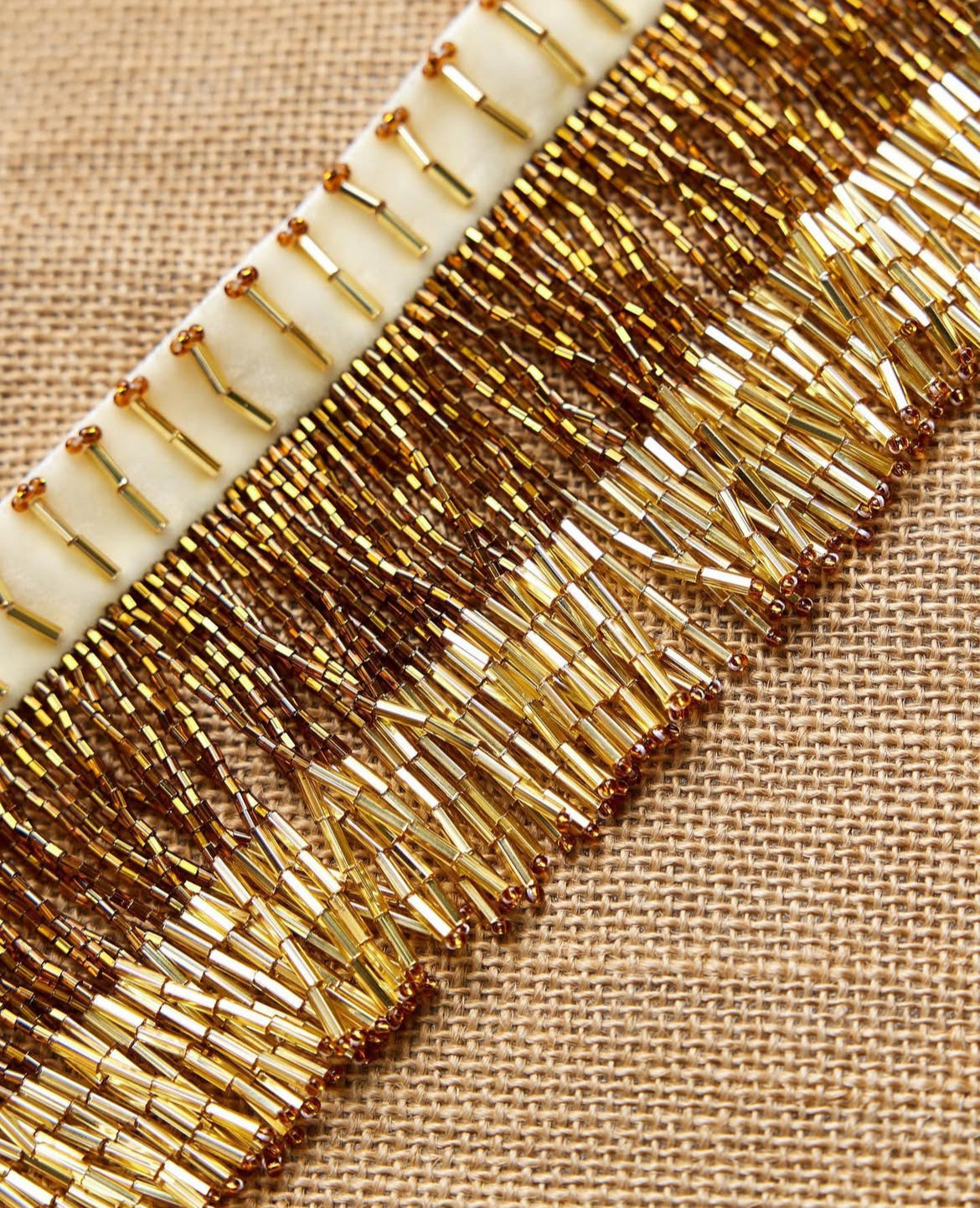 "Yazyk" Beaded Necklace, Golden