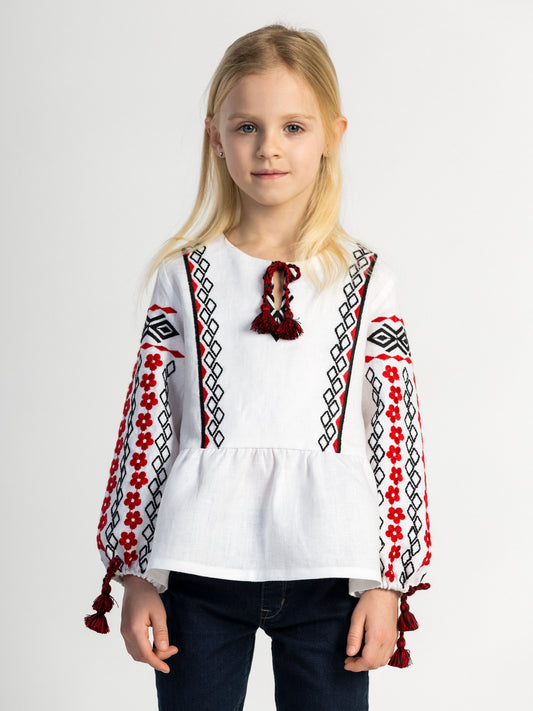 Embroidered shirt for girls "White Sakura"