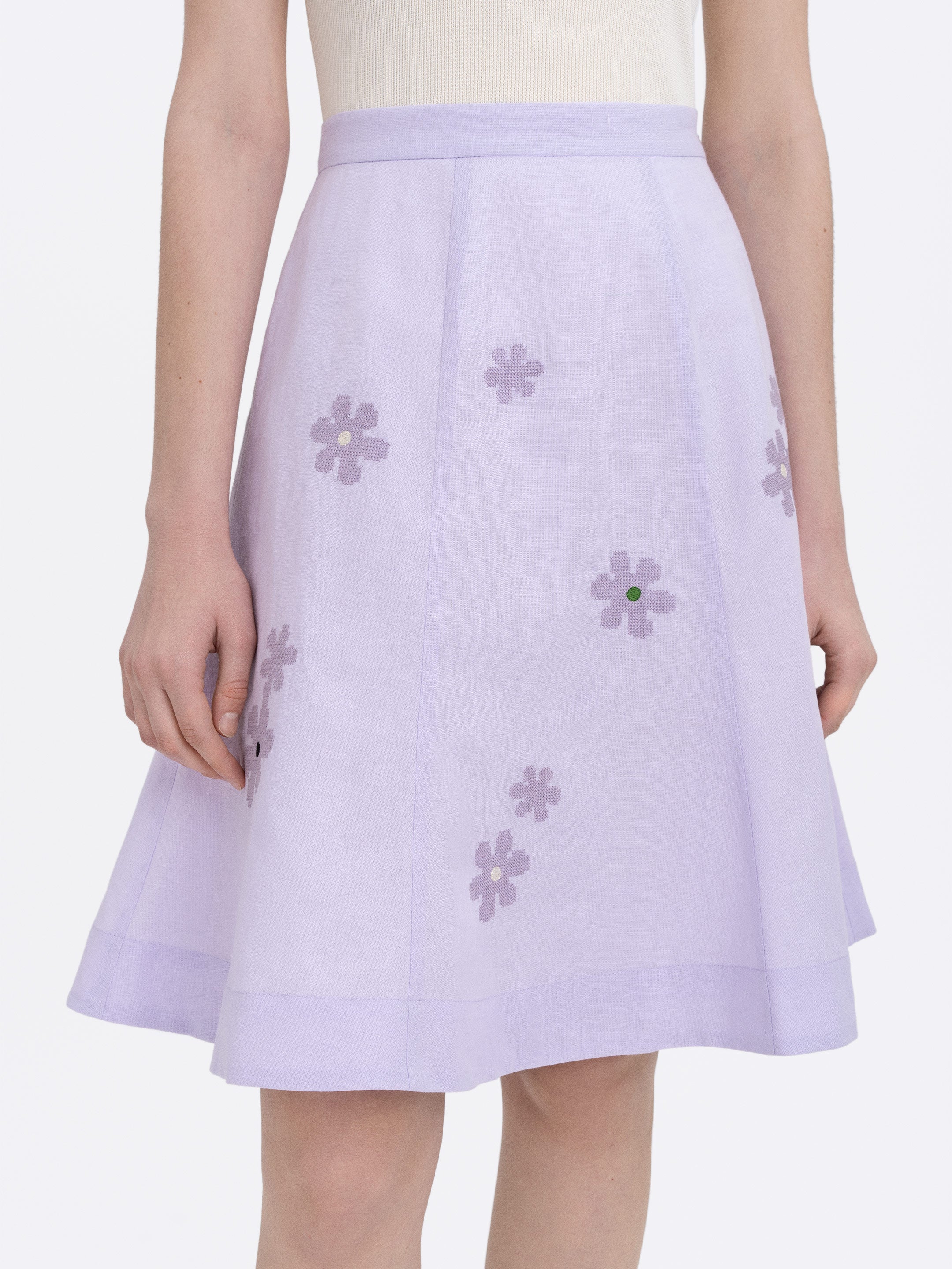 Lilac‑coloured embroidered skirt  “Oda”