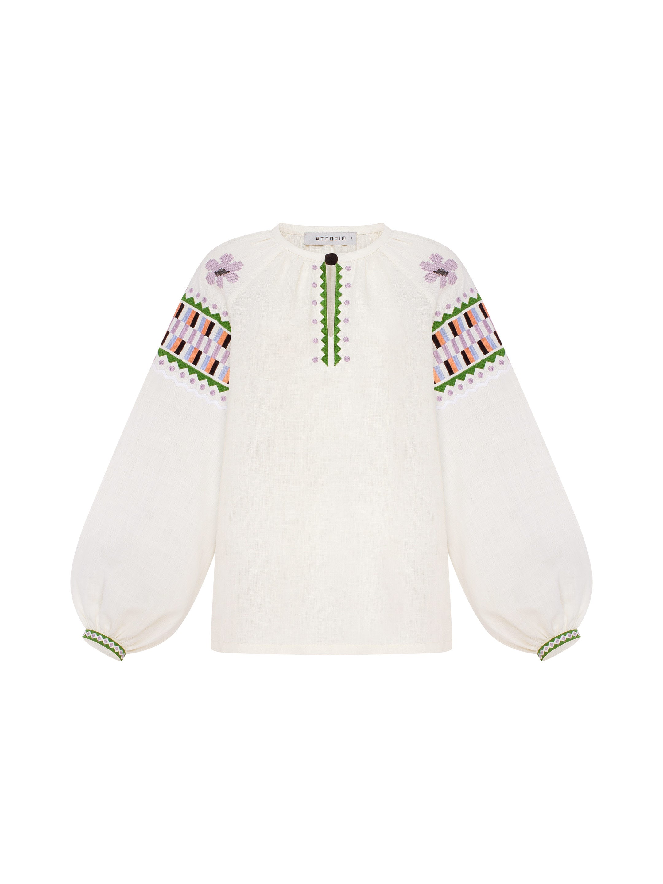 Milk‑coloured embroidered shirt  “Oda”