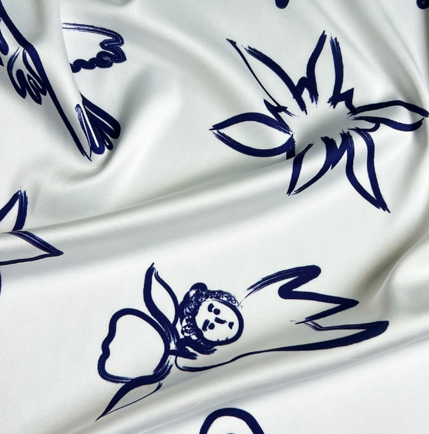 Artificial silk scarf "Angels" Polina Raiko