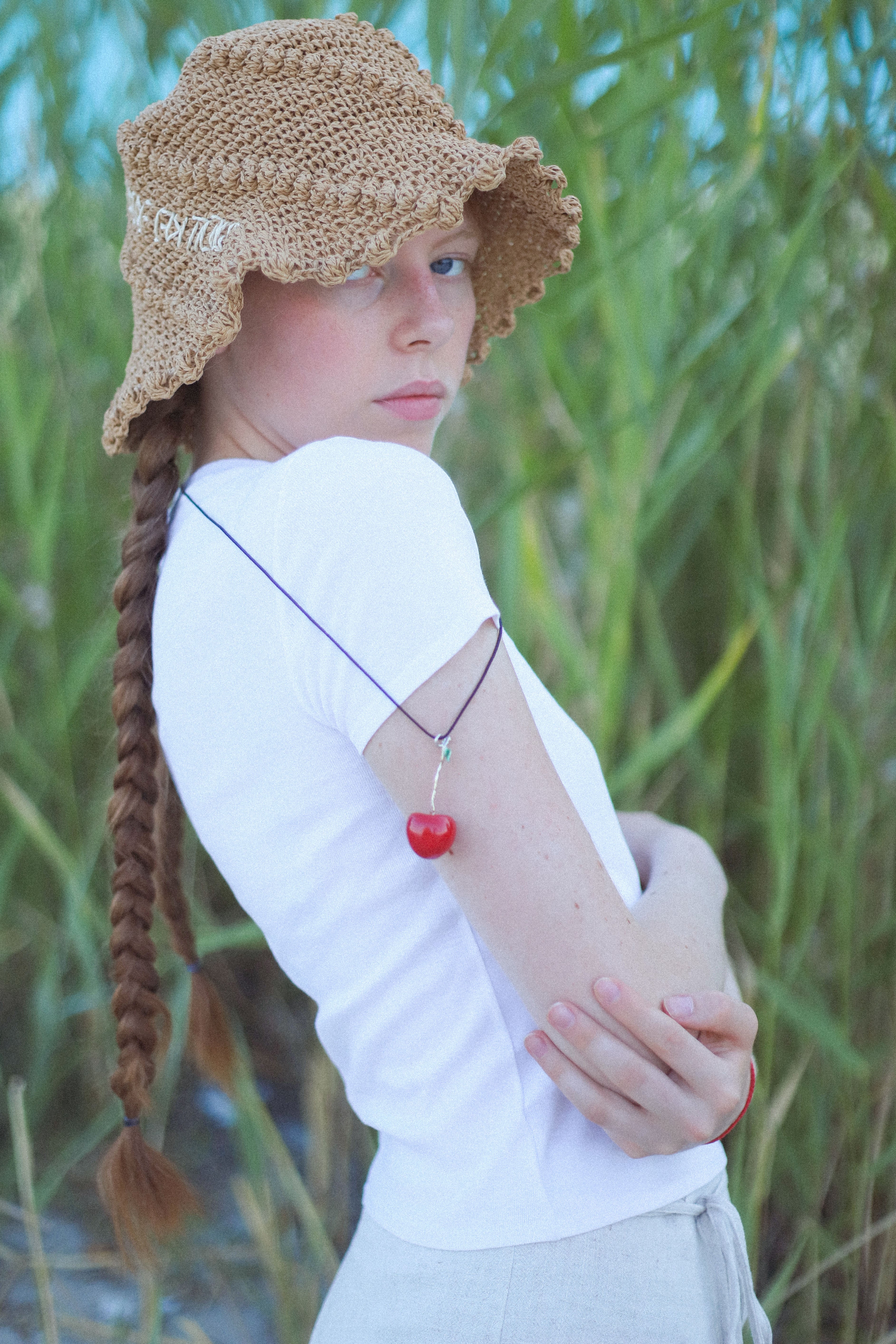 "Cherry" pendant on a cord (silver)