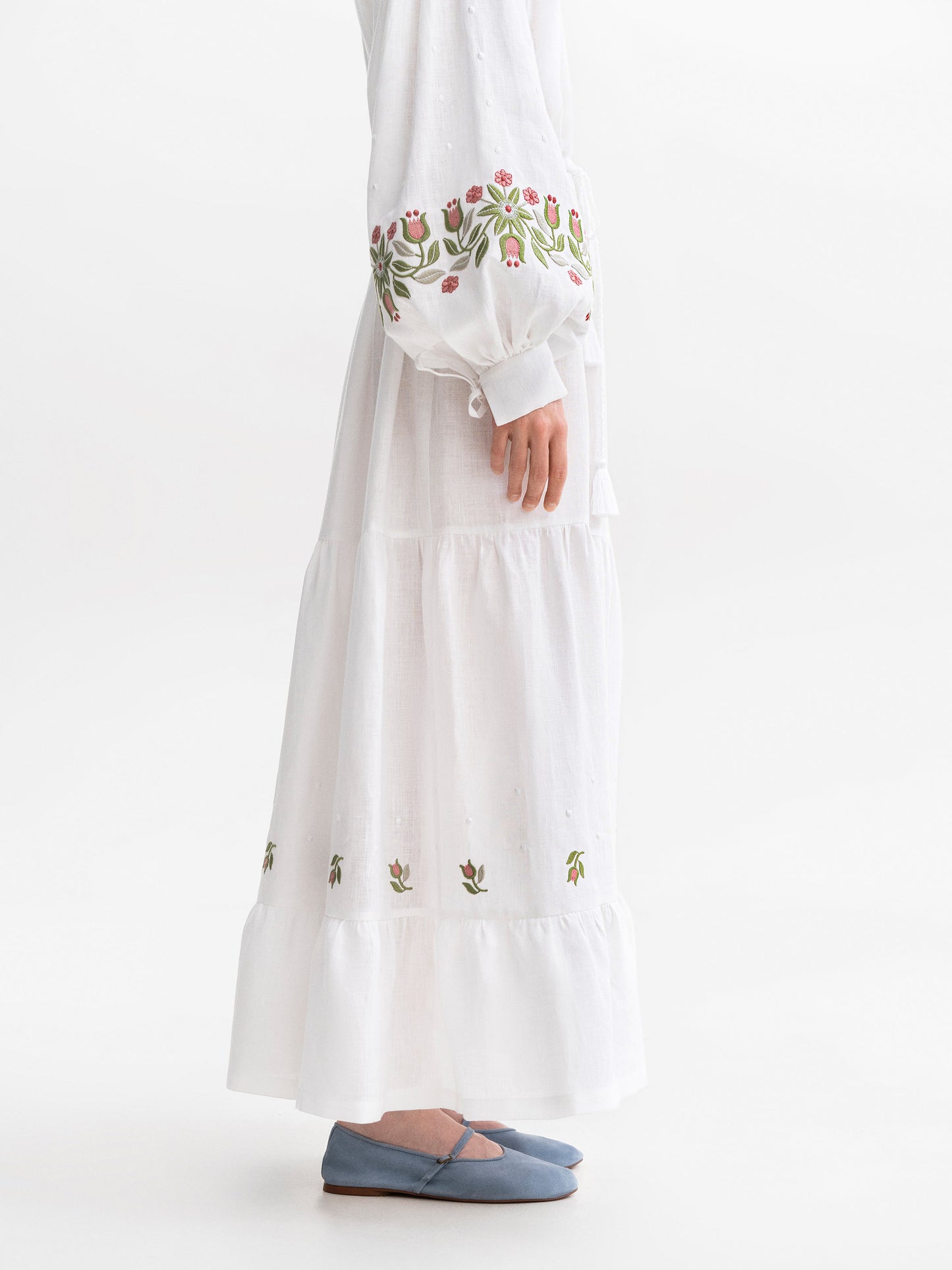 Midi dress with floral ornament "Pelageya"