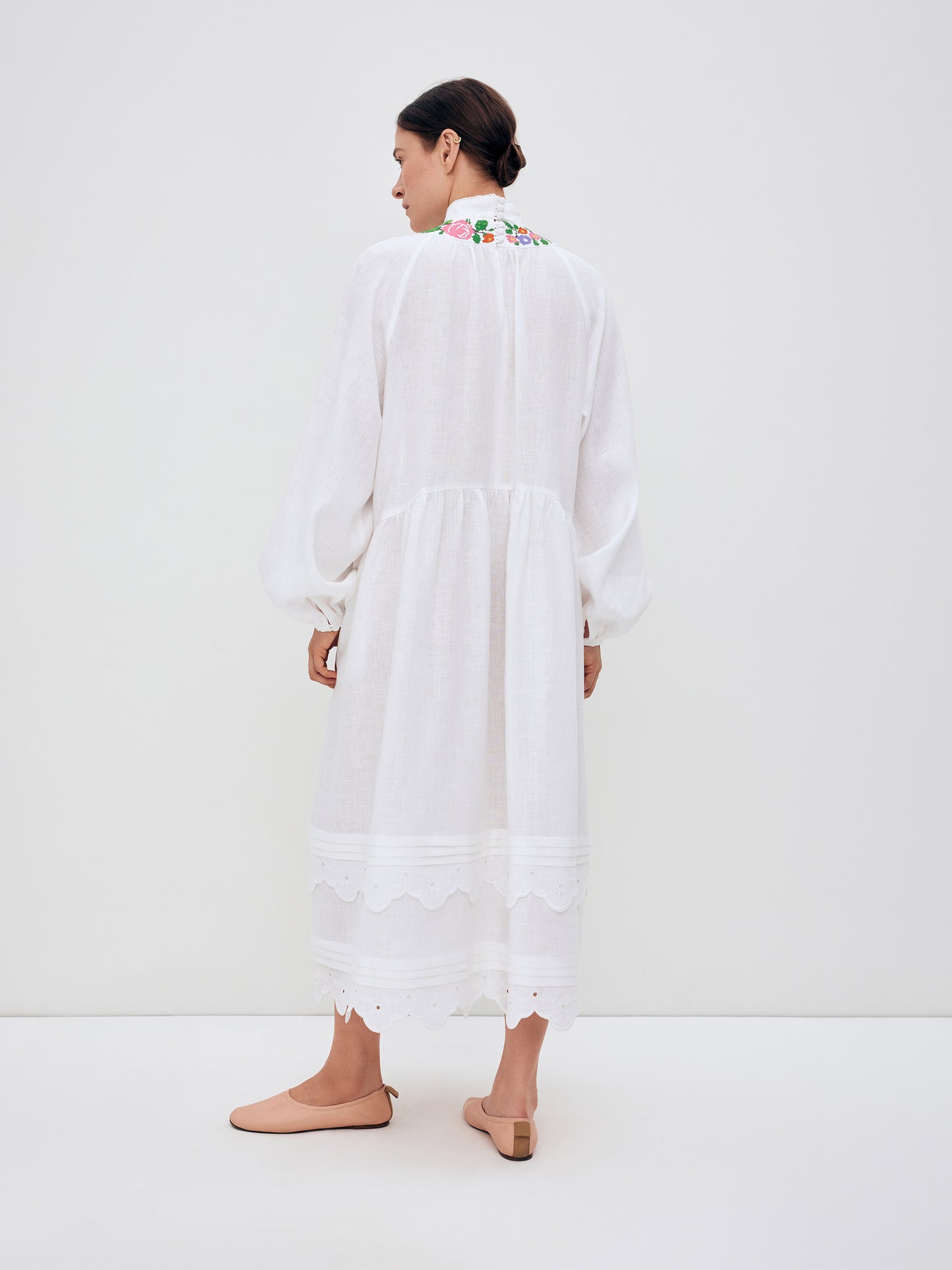 Long embroidered dress with fastening "Vinok"