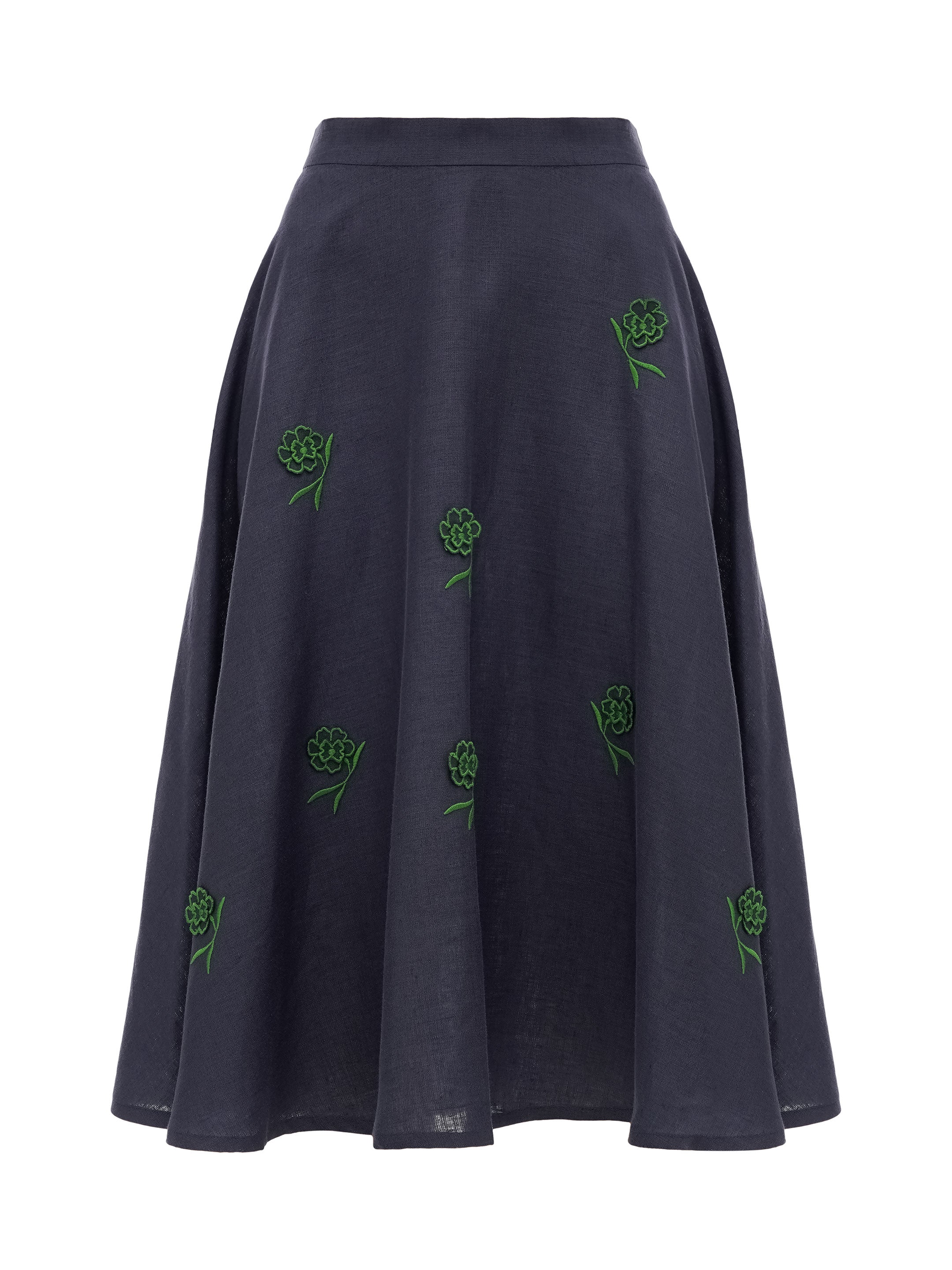 Linen embroidered skirt of dark blue color "Adoxa"