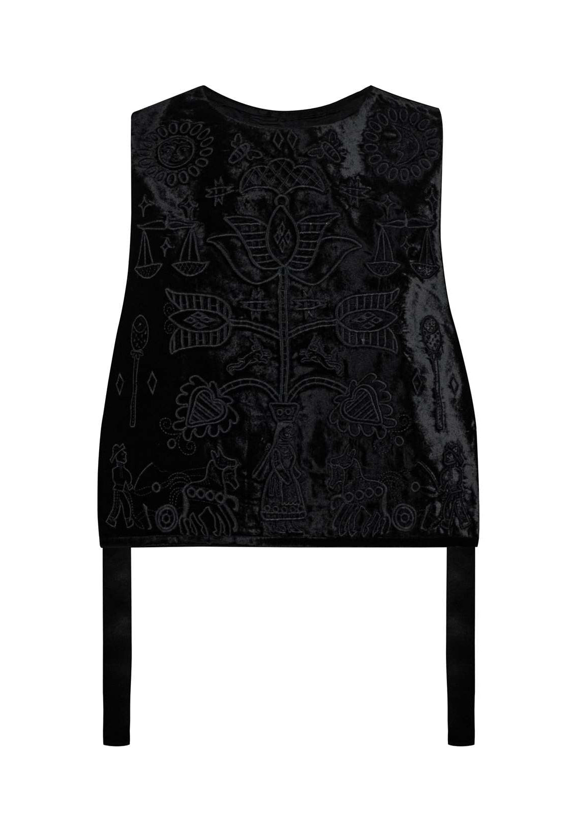 Embroidered Velvet Vest