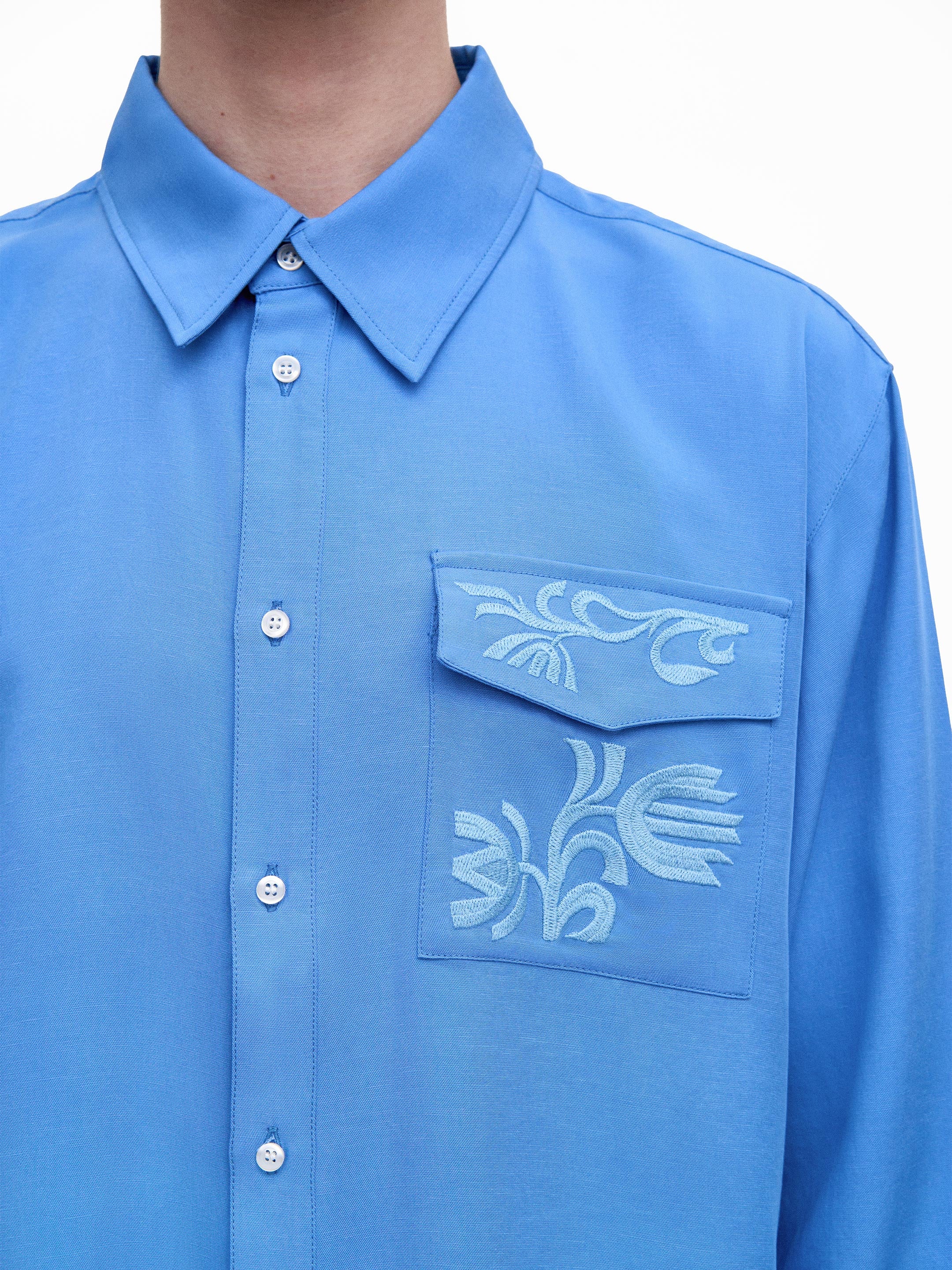 Light Embroidered Shirt "Khvylia Blue"