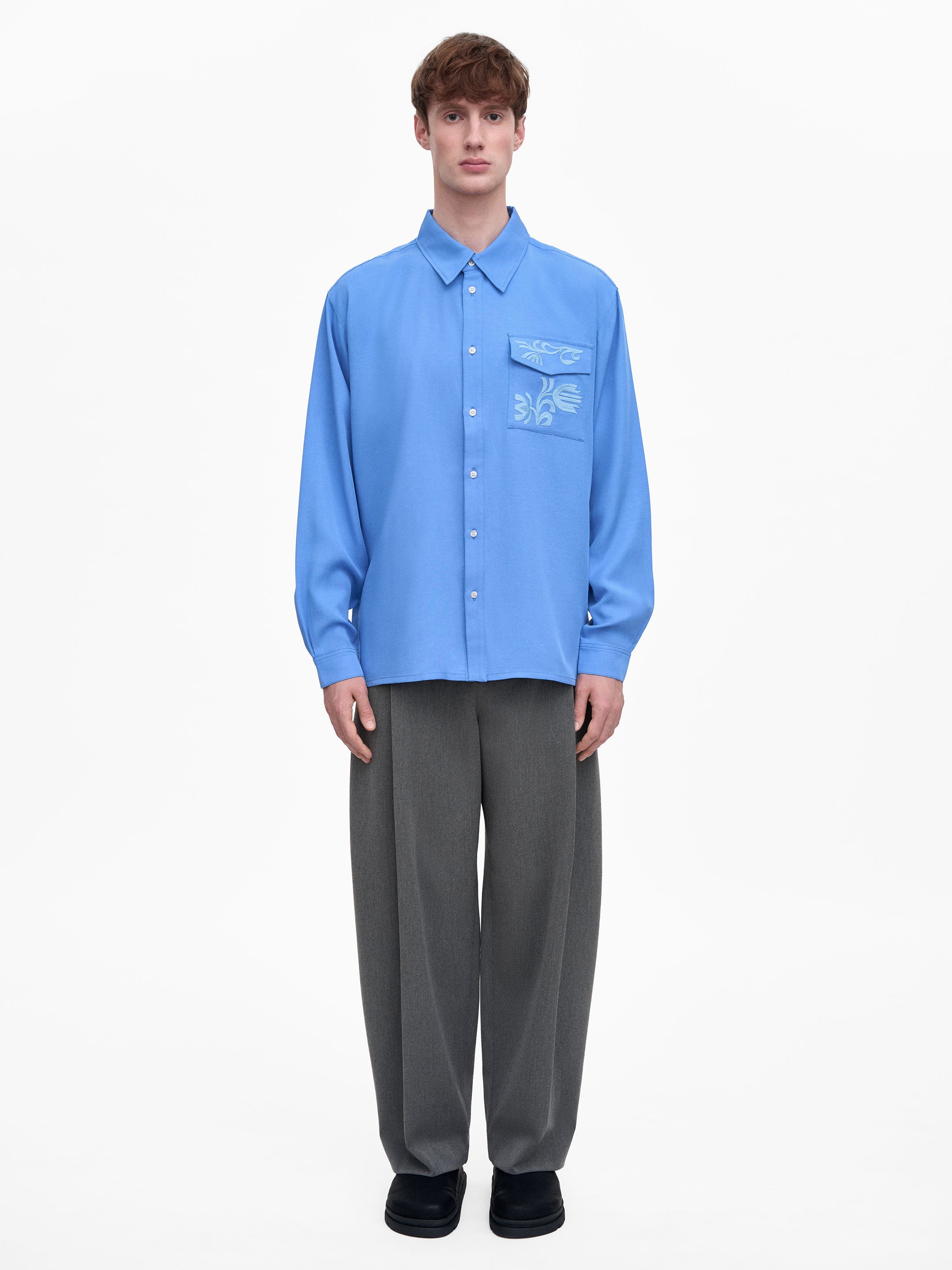 Light Embroidered Shirt "Khvylia Blue"