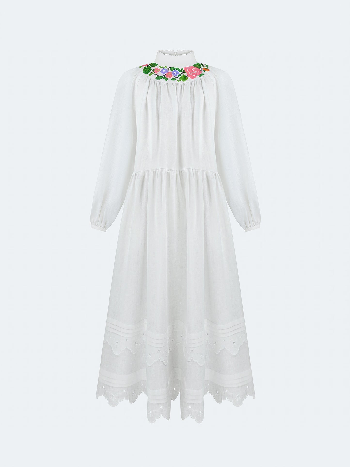 Long embroidered dress with fastening "Vinok"