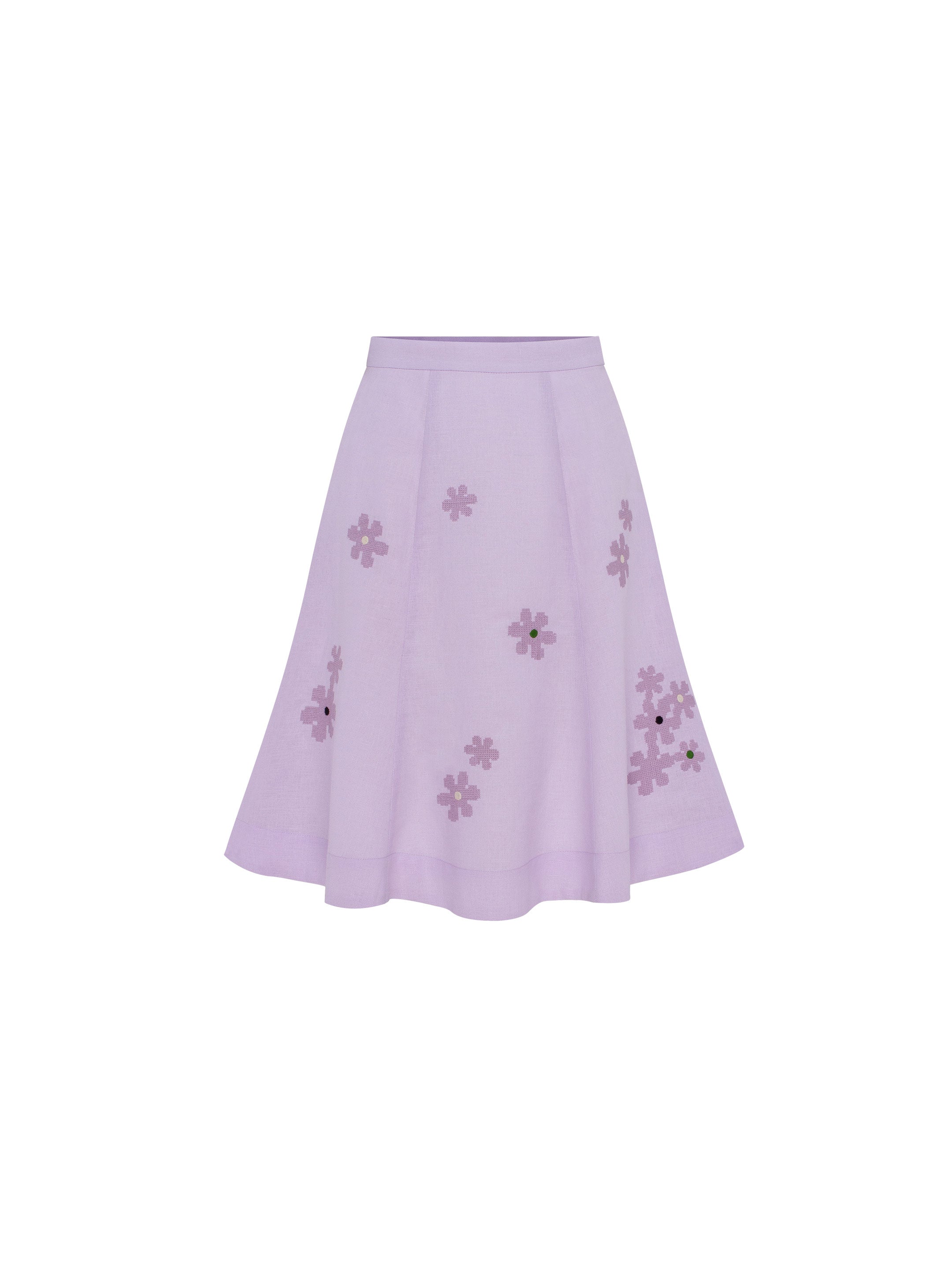 Lilac‑coloured embroidered skirt  “Oda”