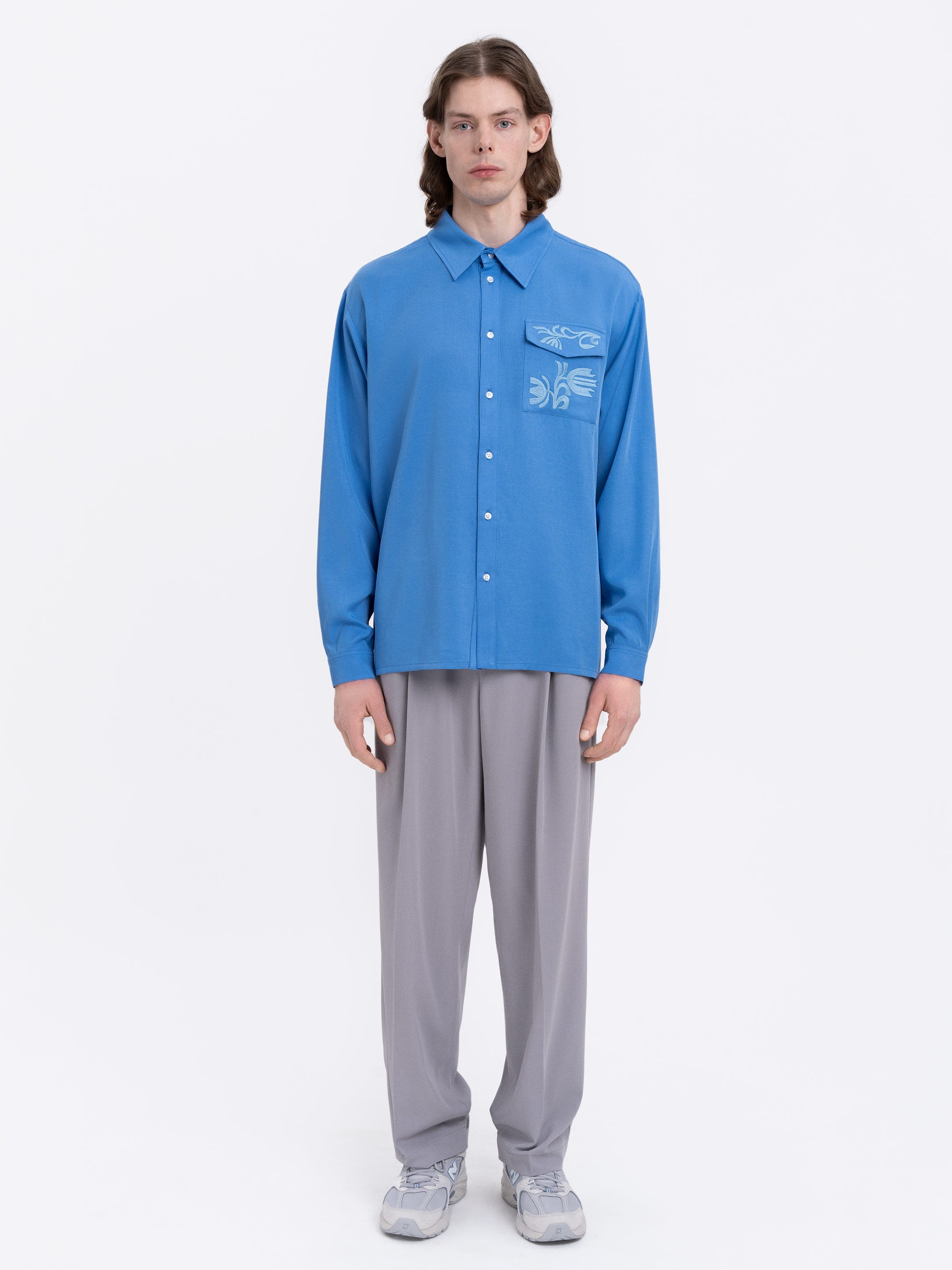 Light Embroidered Shirt "Khvylia Blue"