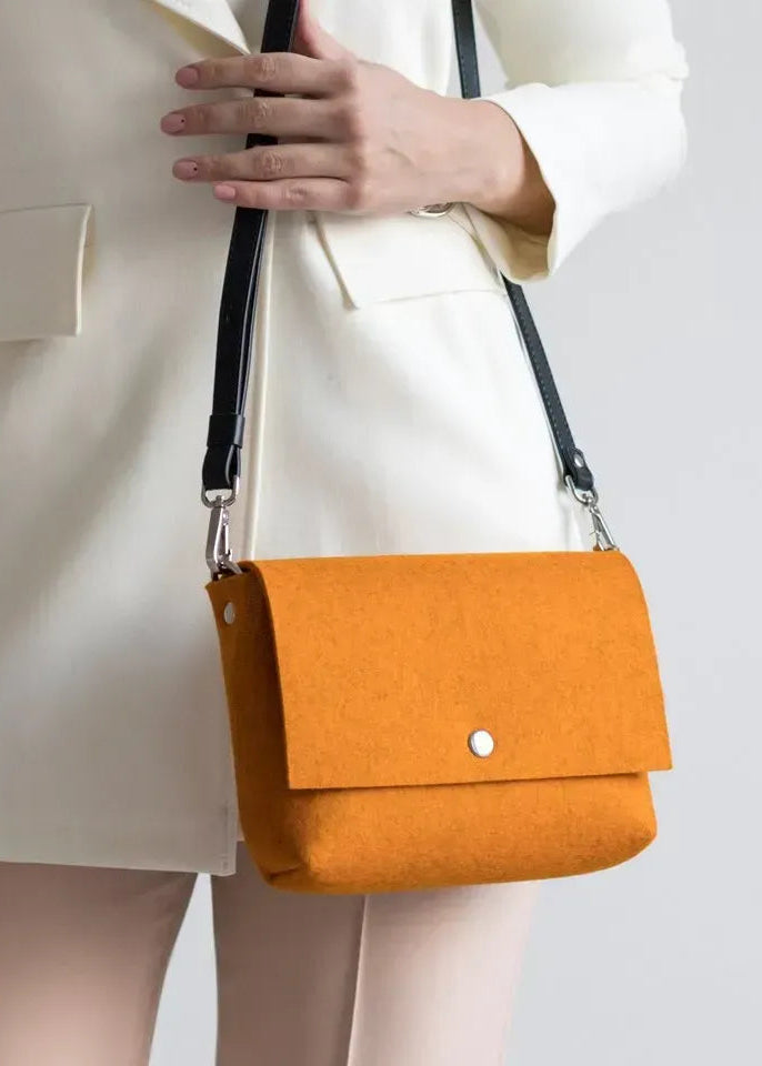 Clutch with strap, sea buckthorn