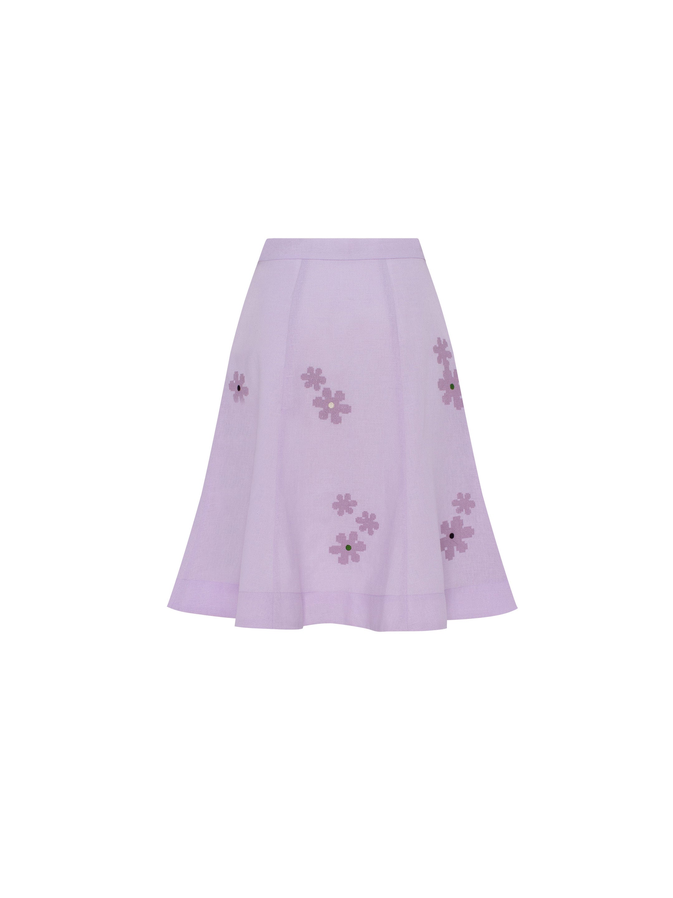 Lilac‑coloured embroidered skirt  “Oda”