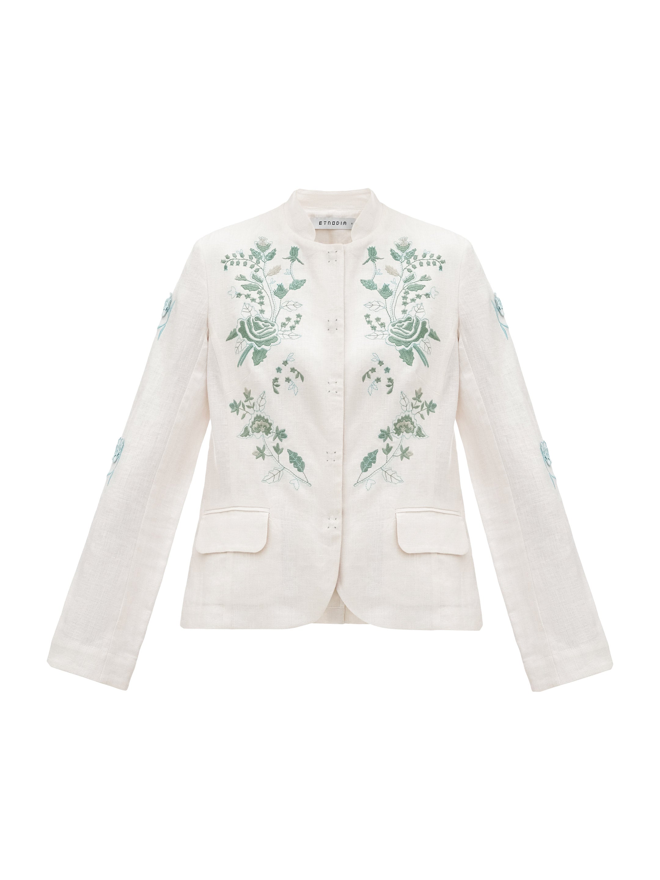 Linen embroidered jacket of milk color "Adoxa"