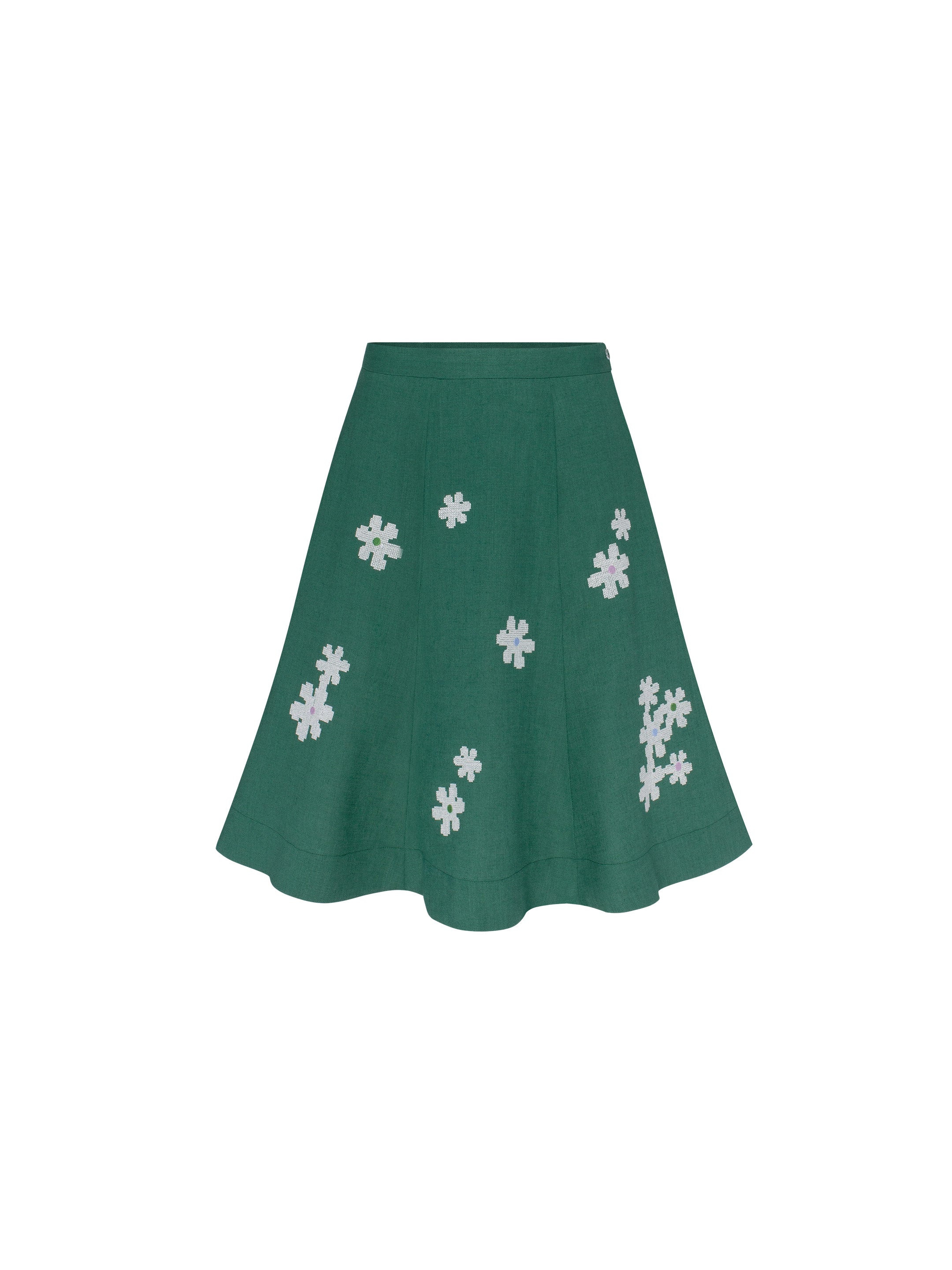 Green‑coloured embroidered skirt  “Oda”