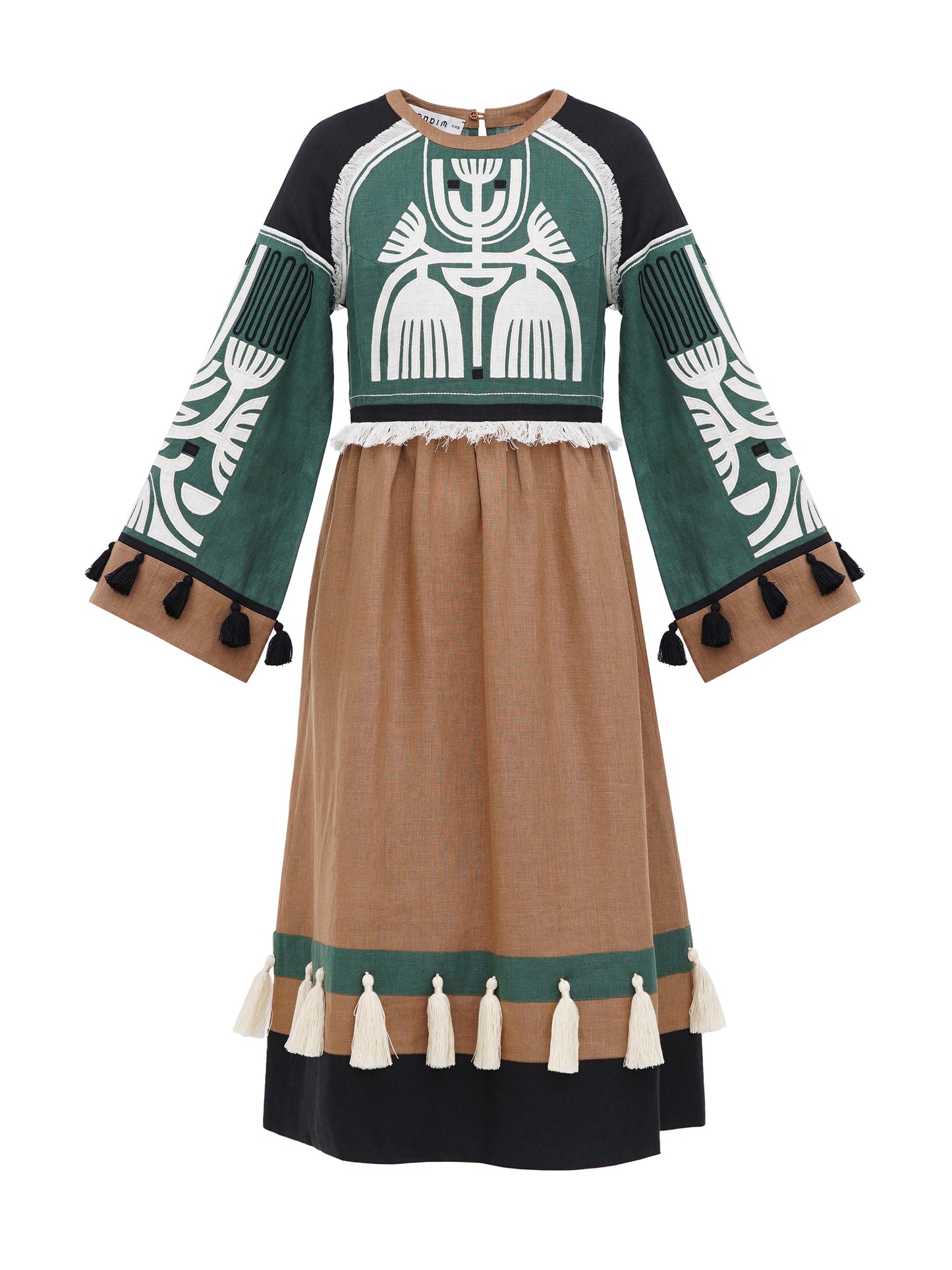 Linen dress with applique "Icon Green"