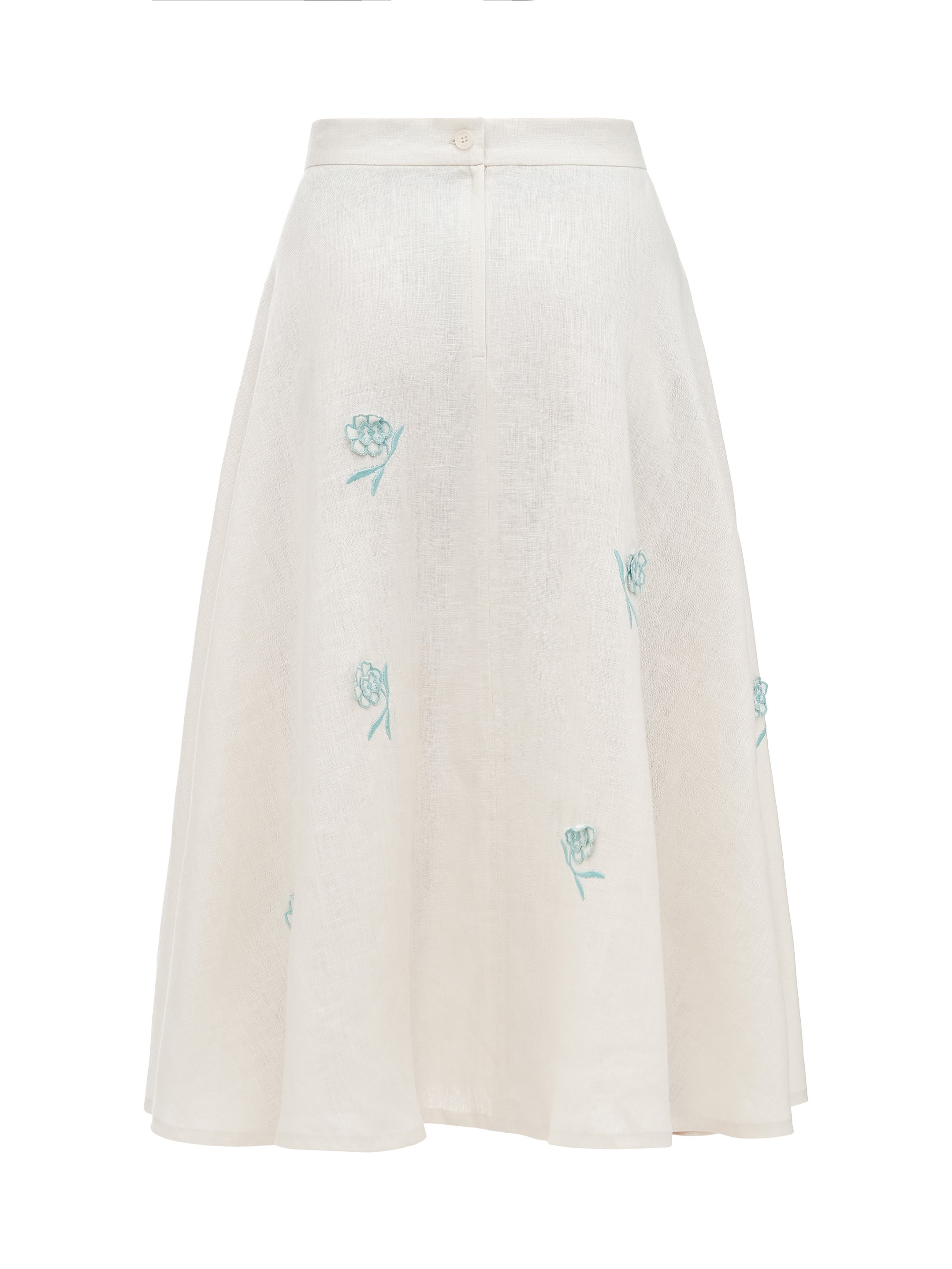Milk colored linen embroidered skirt "Adoxa"