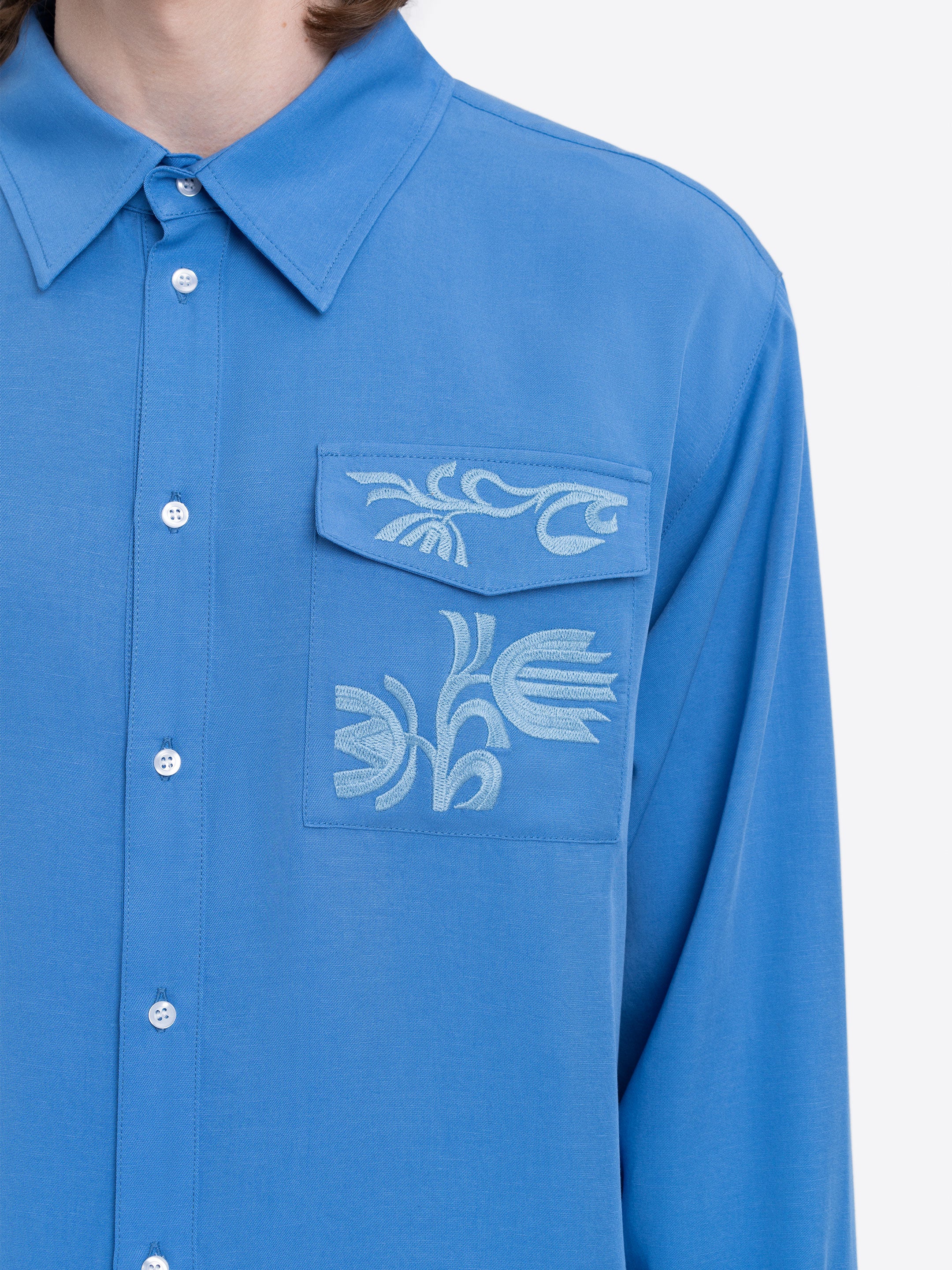 Light Embroidered Shirt "Khvylia Blue"