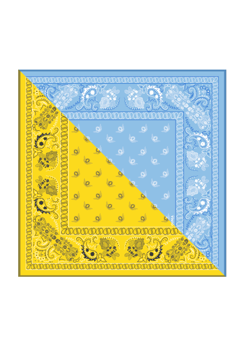 Silk bandana "blue-yellow"