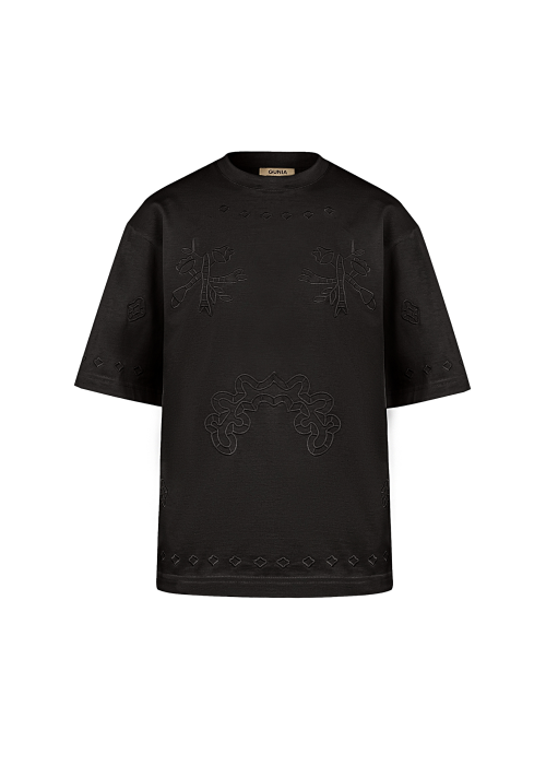 "MALVA" black еmbroidered t-shirt