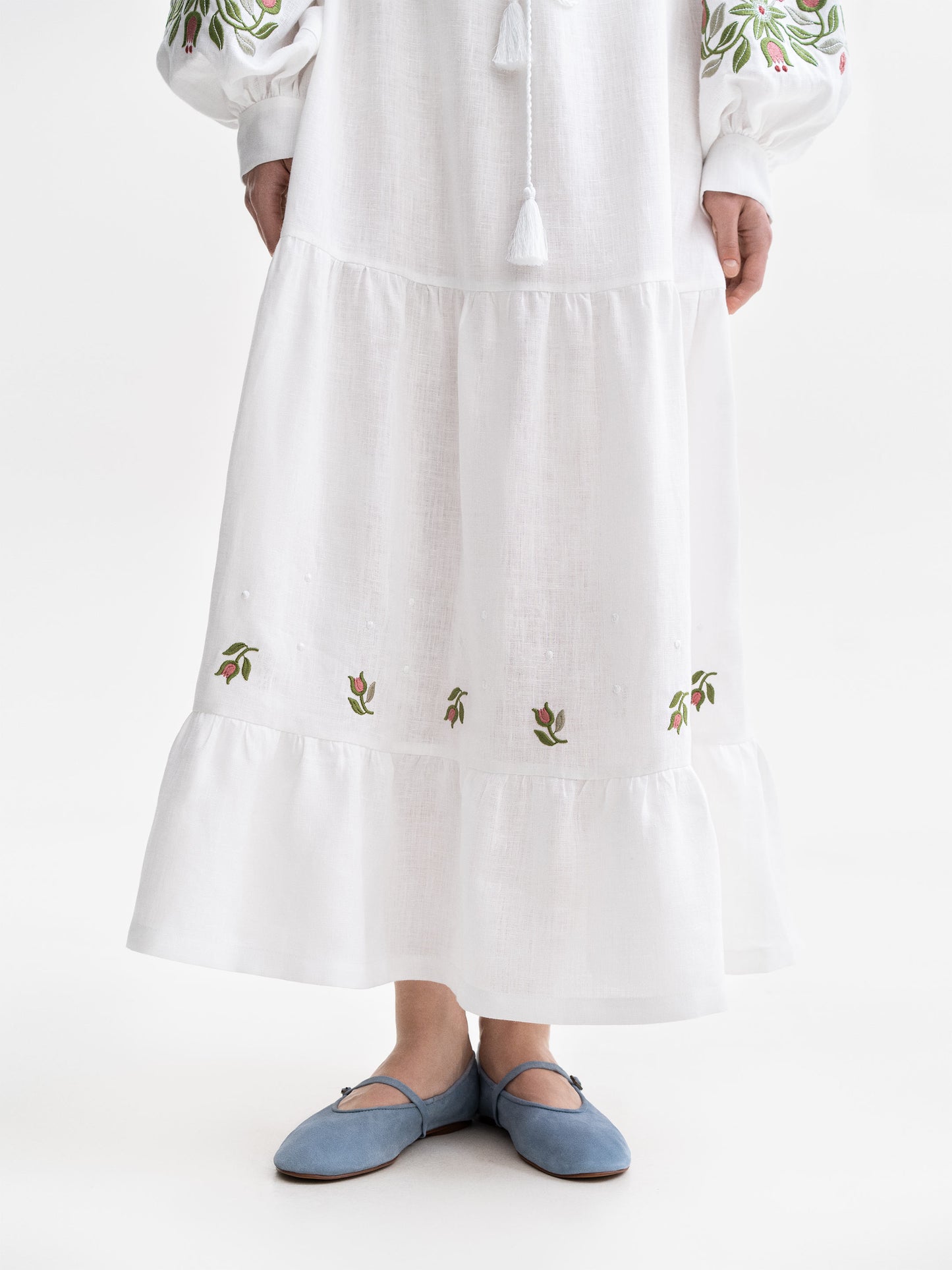 Midi dress with floral ornament "Pelageya"