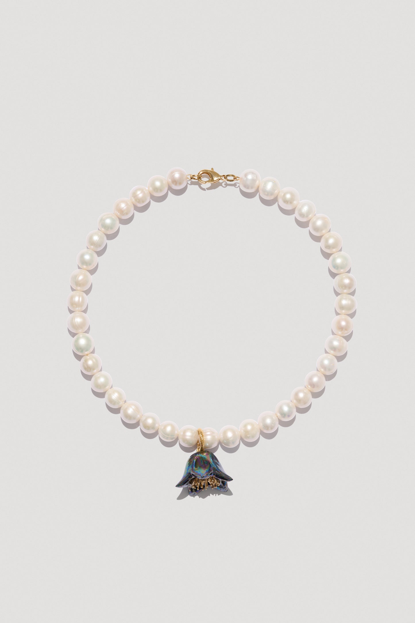 Necklace "Polysk" with pearls & bell