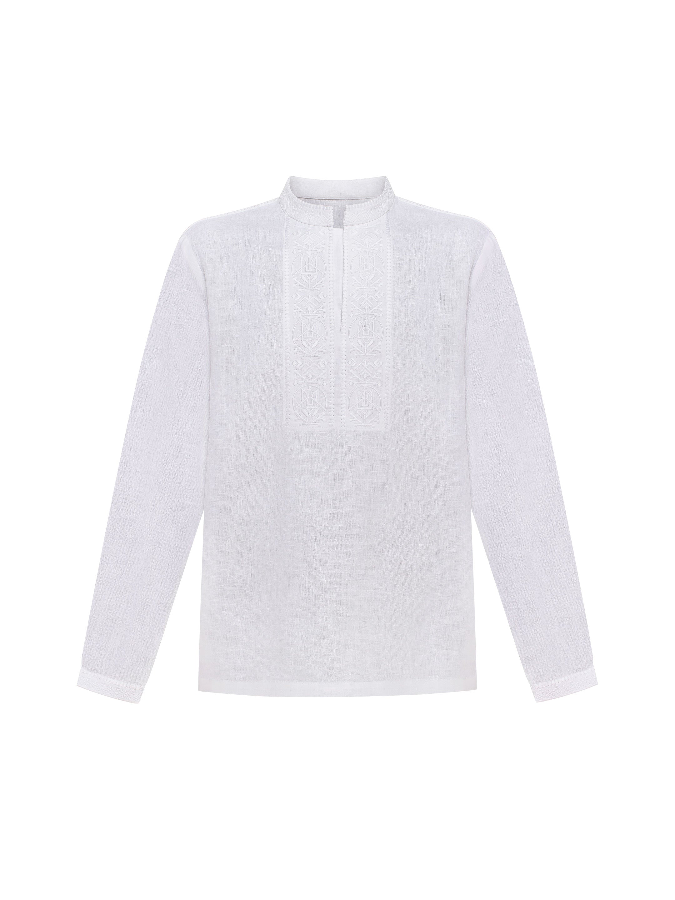 Men's shirt with white embroidery in tone "Khartiia"