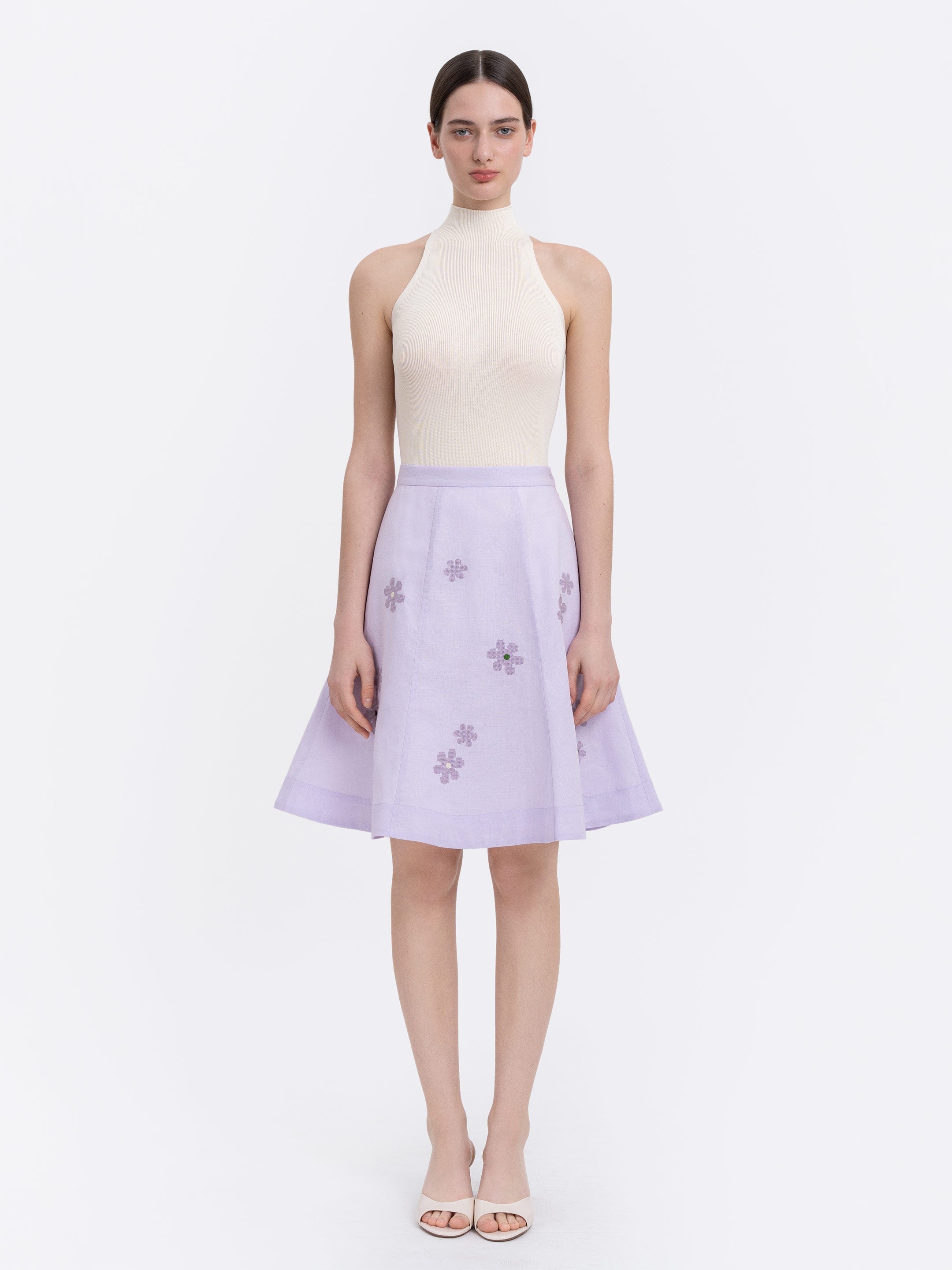 Lilac‑coloured embroidered skirt  “Oda”