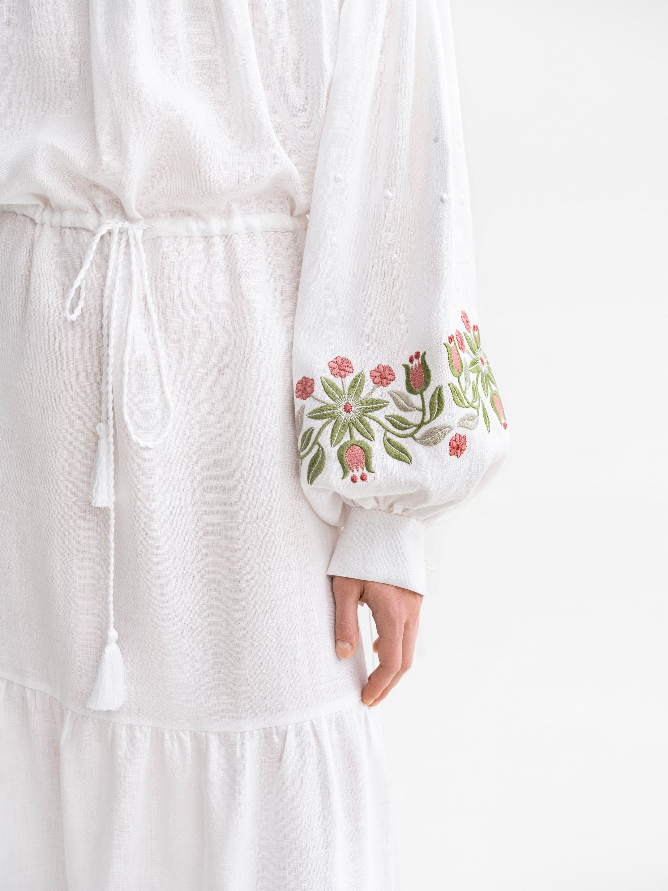 Midi dress with floral ornament "Pelageya"